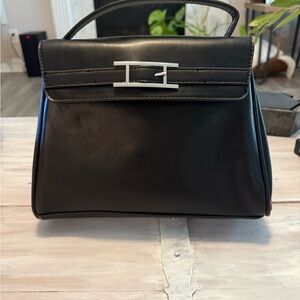 H By Halston Black Convertible Crossbody Bag Trapezoid Retro